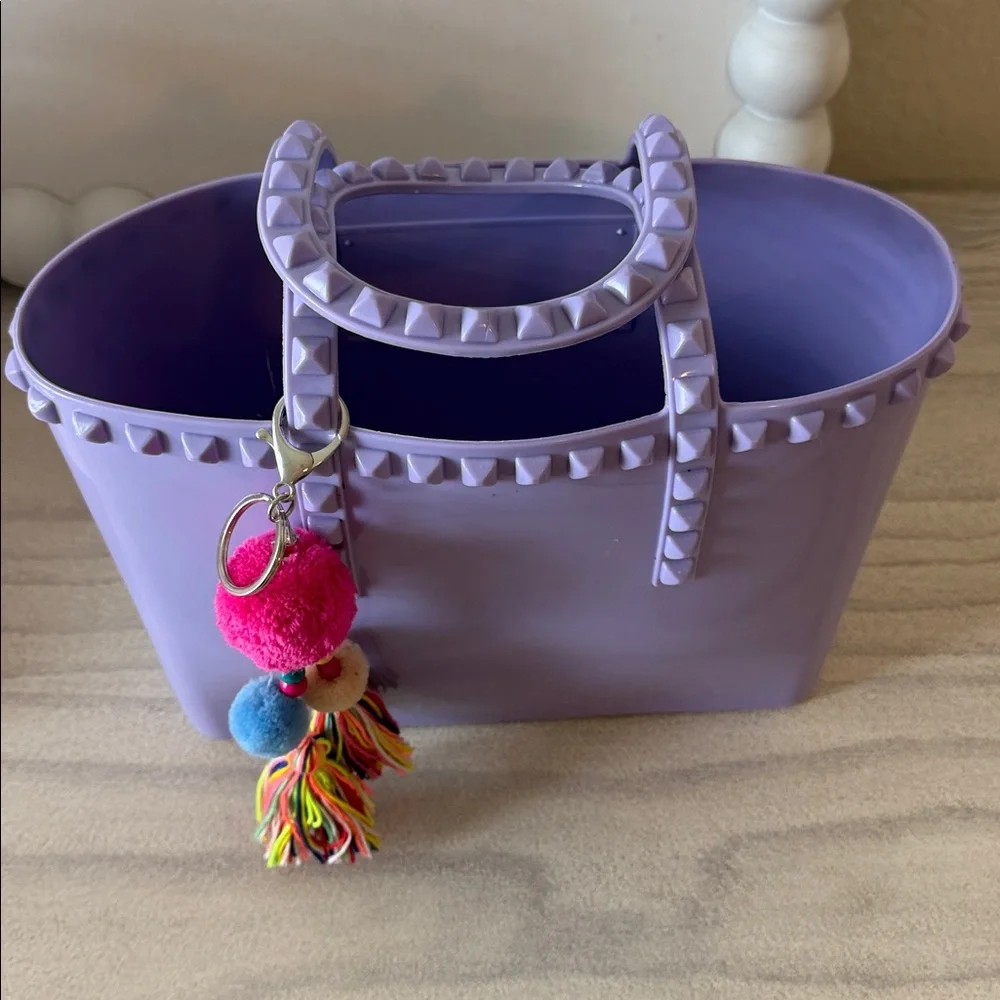 Girls plastic rock stud tote purse